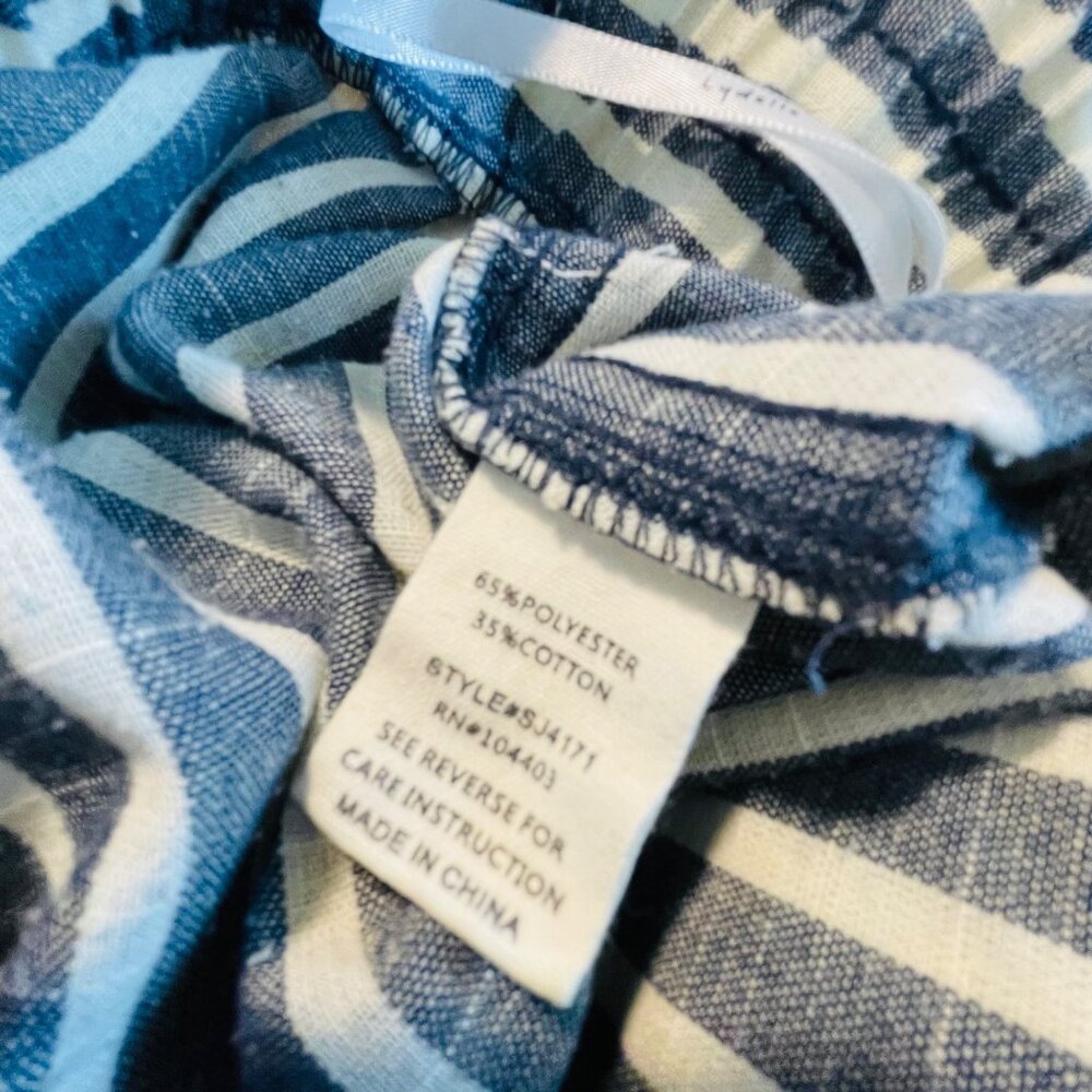 Lydelle Women's Striped High-Waisted Pants Small Blue & White Cotton Blend - Picture 4 of 10